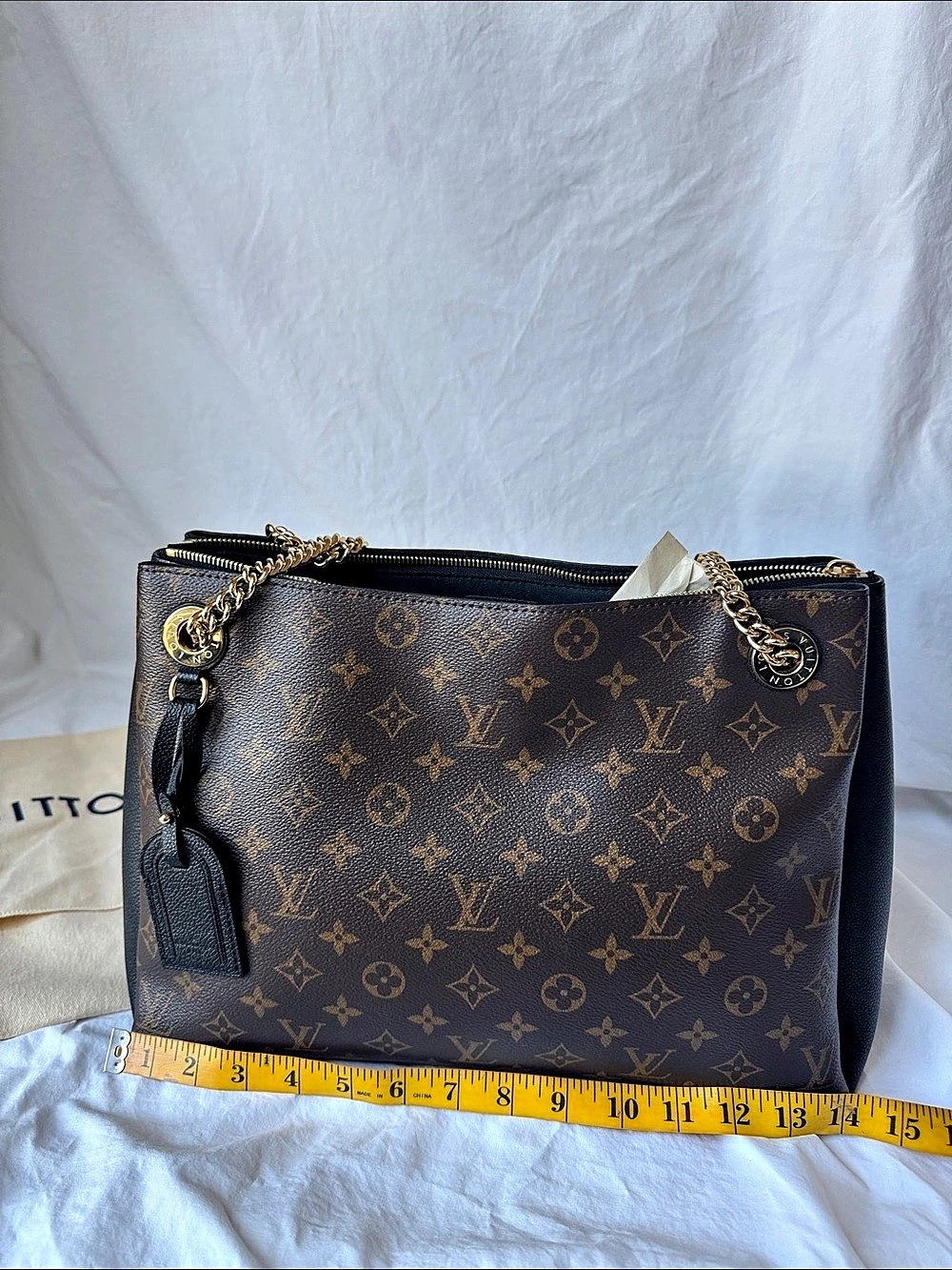 Louis Vuitton Surene MM Monogram Shoulder Bag in Brown & Black Like New - Picture 6 of 13